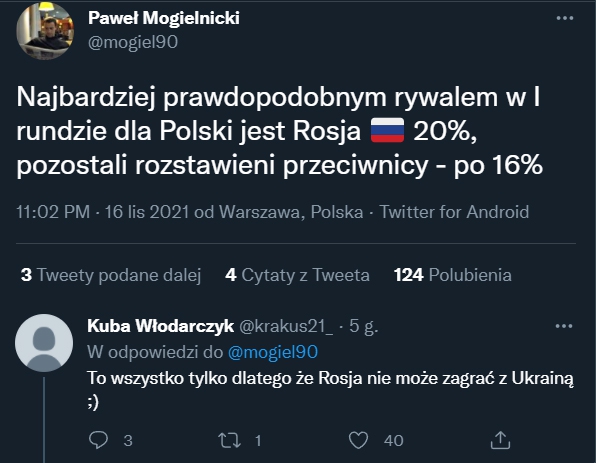 Najbardziej prawdopodobny rywal Polski w barażach MŚ!